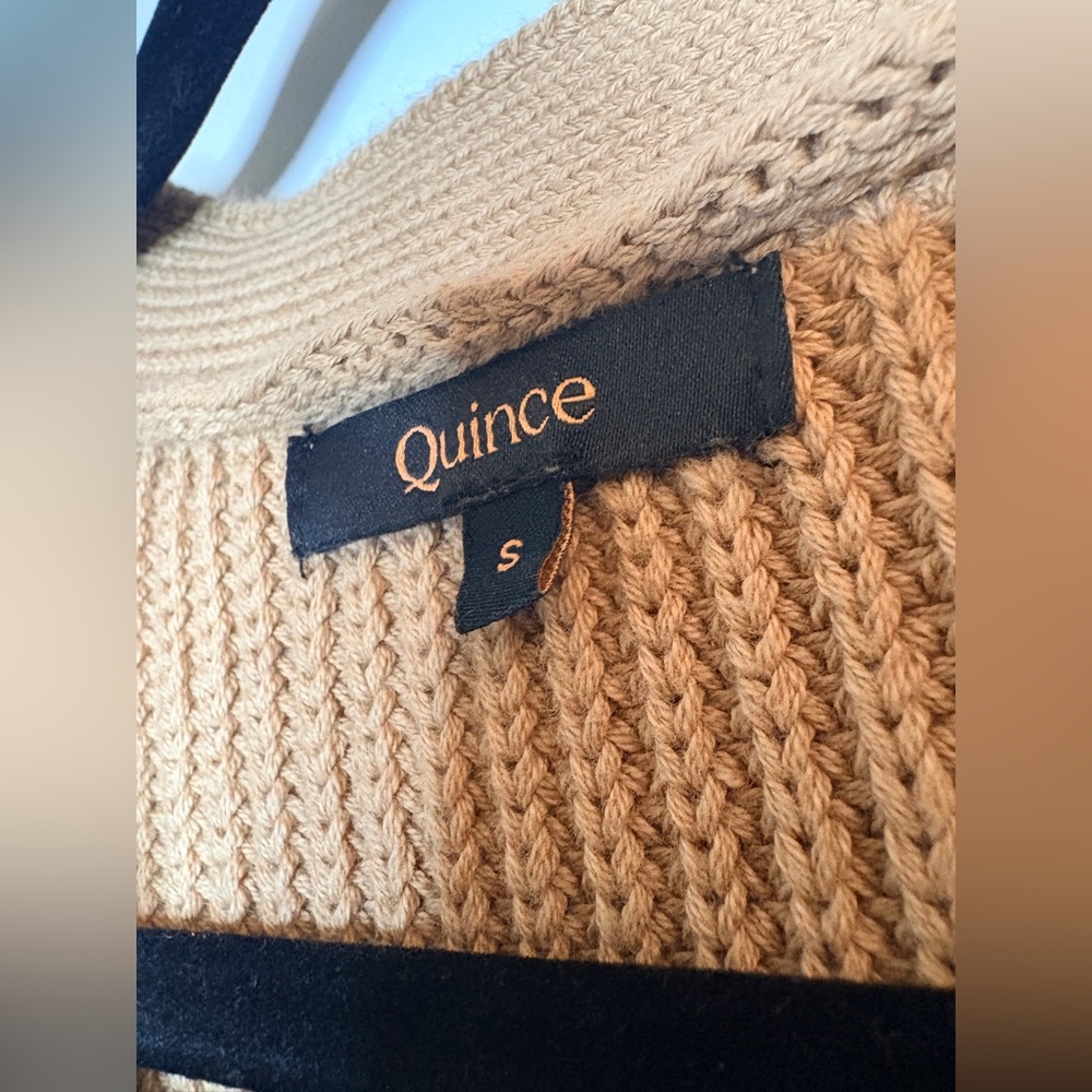 Quince 100% Cotton Oversized Boyfriend Button Up Cardigan Camel Tan Small - Picture 3 of 6